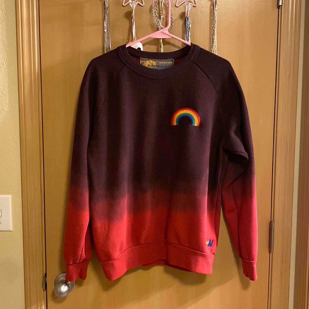 Aviator Nation Dip Dye Rainbow crewneck! Like new condition!